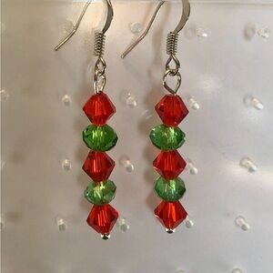 Elegant Red and Green Crystal Earrings